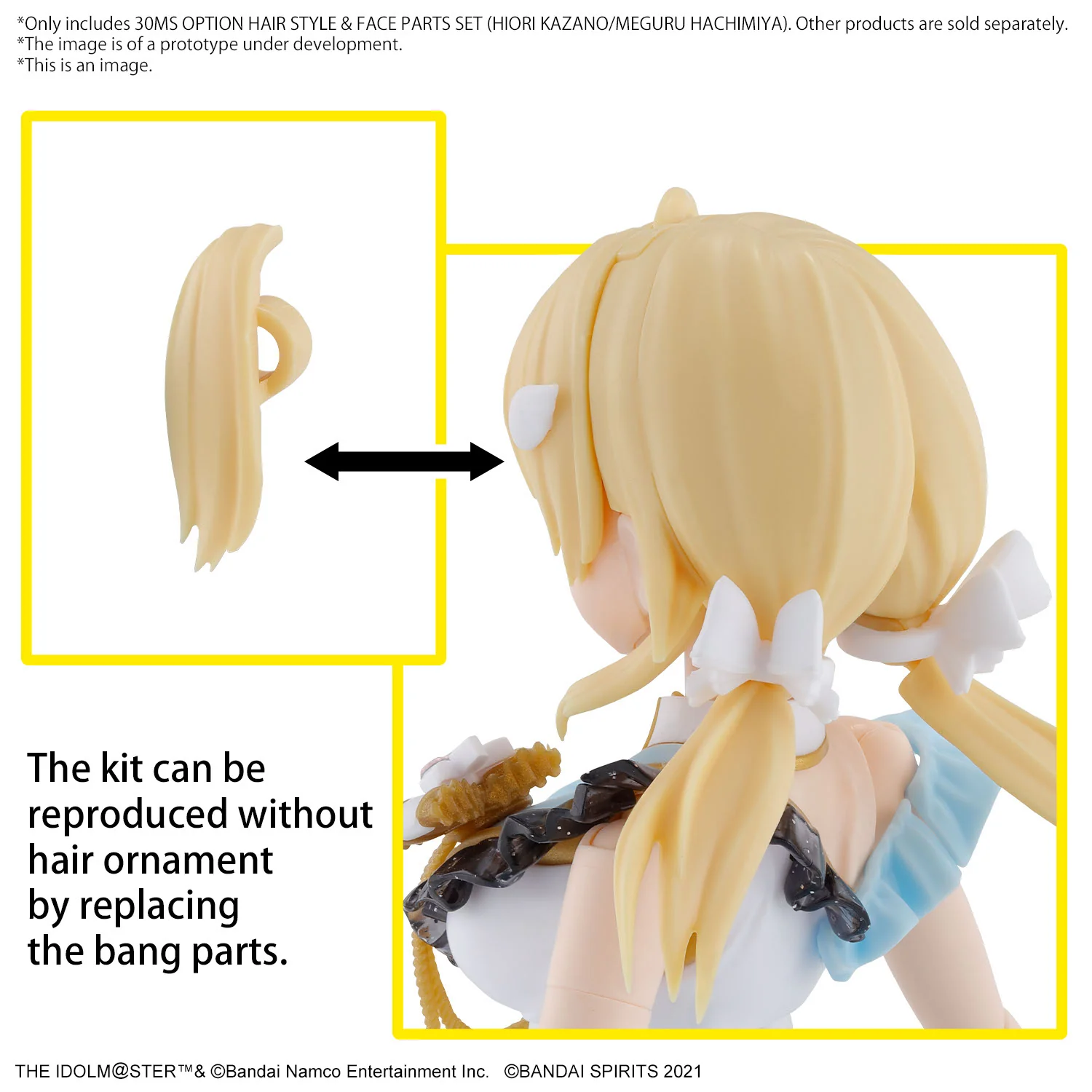 Bandai 30 Minutes Sisters THE iDOLMASTER Shiny Color Option Hair Style & Face Parts Set Hiori Kazano/Meguru Hachimiya Model Kit - Image 5