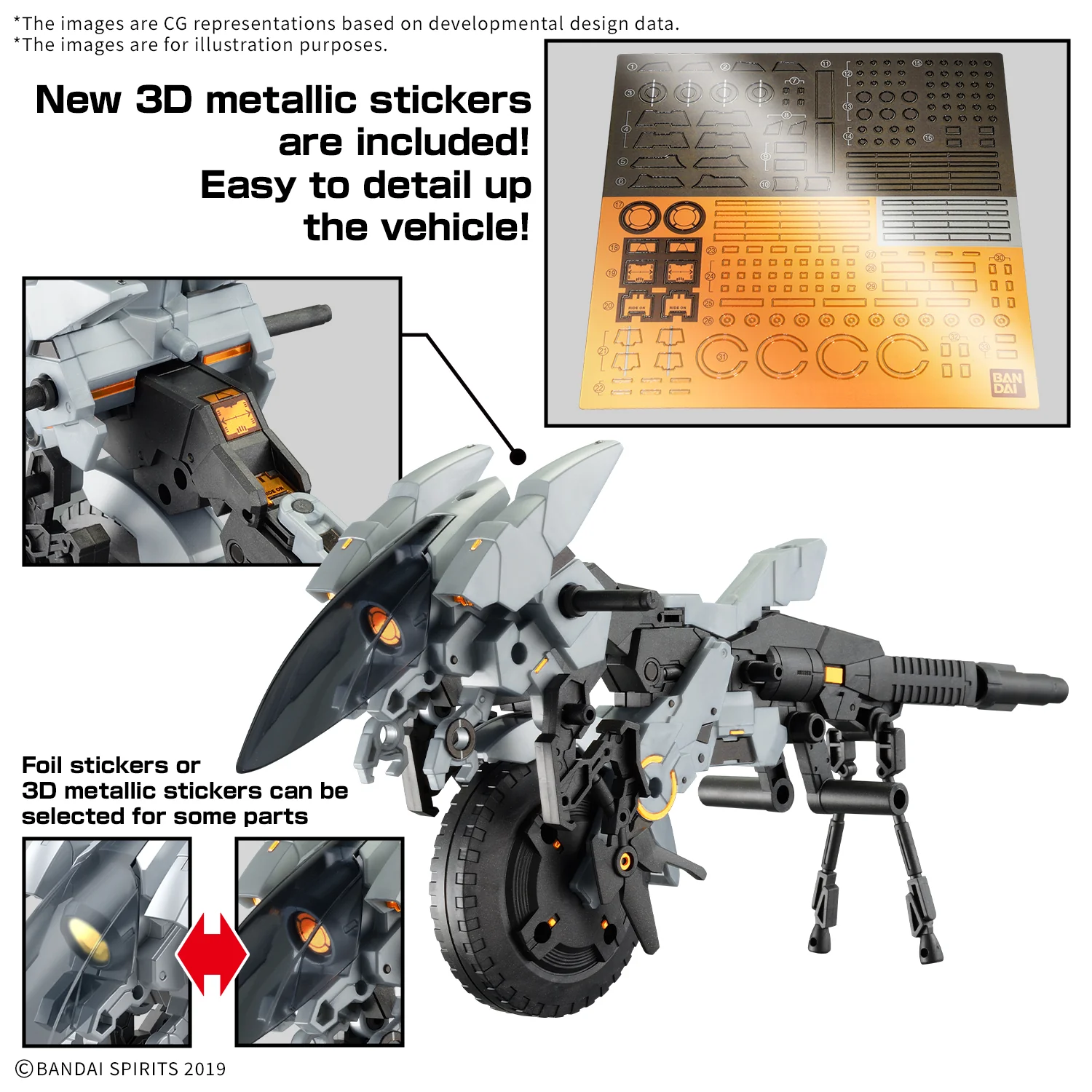 Bandai 30 Minutes Missions 30MM EV-21 Extended Armament Vehicle (Metal Cannon Bike Ver.) Model Kit - Image 16